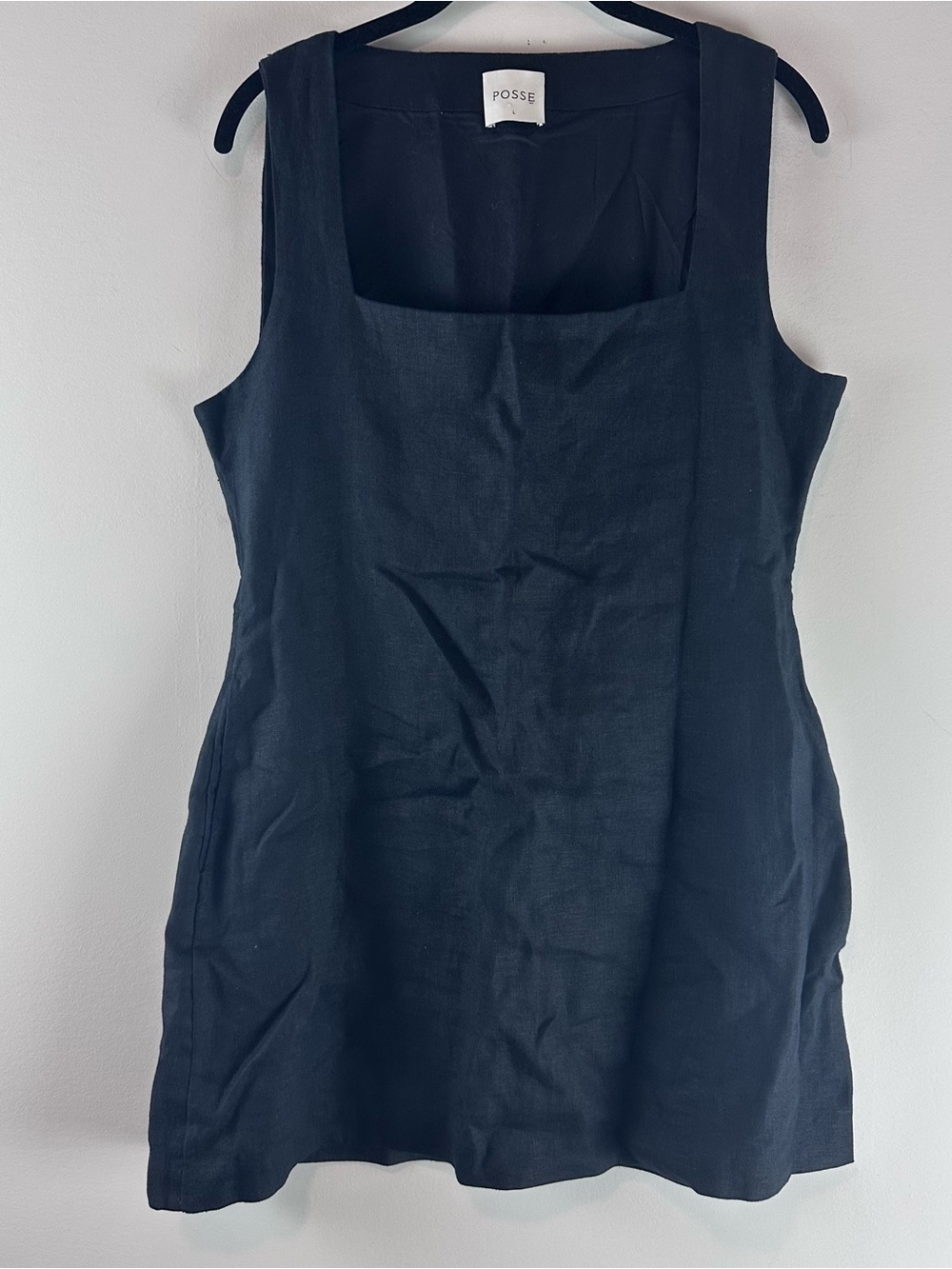 Posse Alice Linen Black Mini Dress Size L